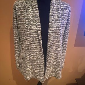 Women’s Cotton Blend Black/White Lightweight Open Cardigan